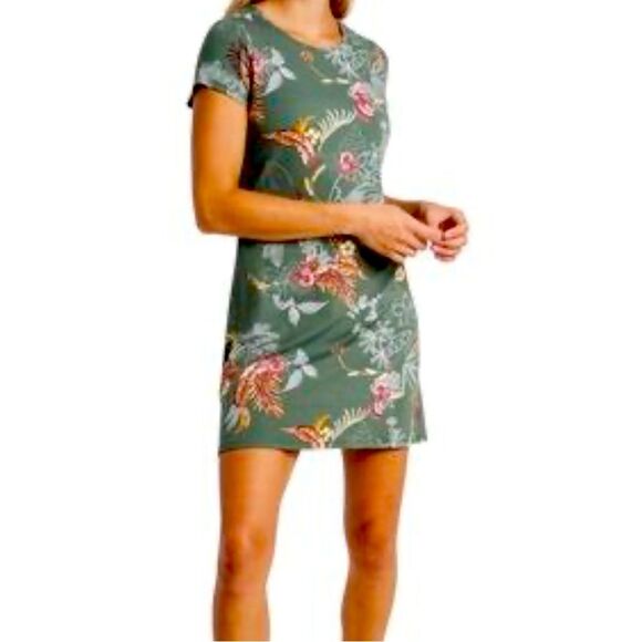 MSK Women's Green Multicolored Short Sleeve Casual Sheath Dress Coquette Size PM - Picture 1 of 13